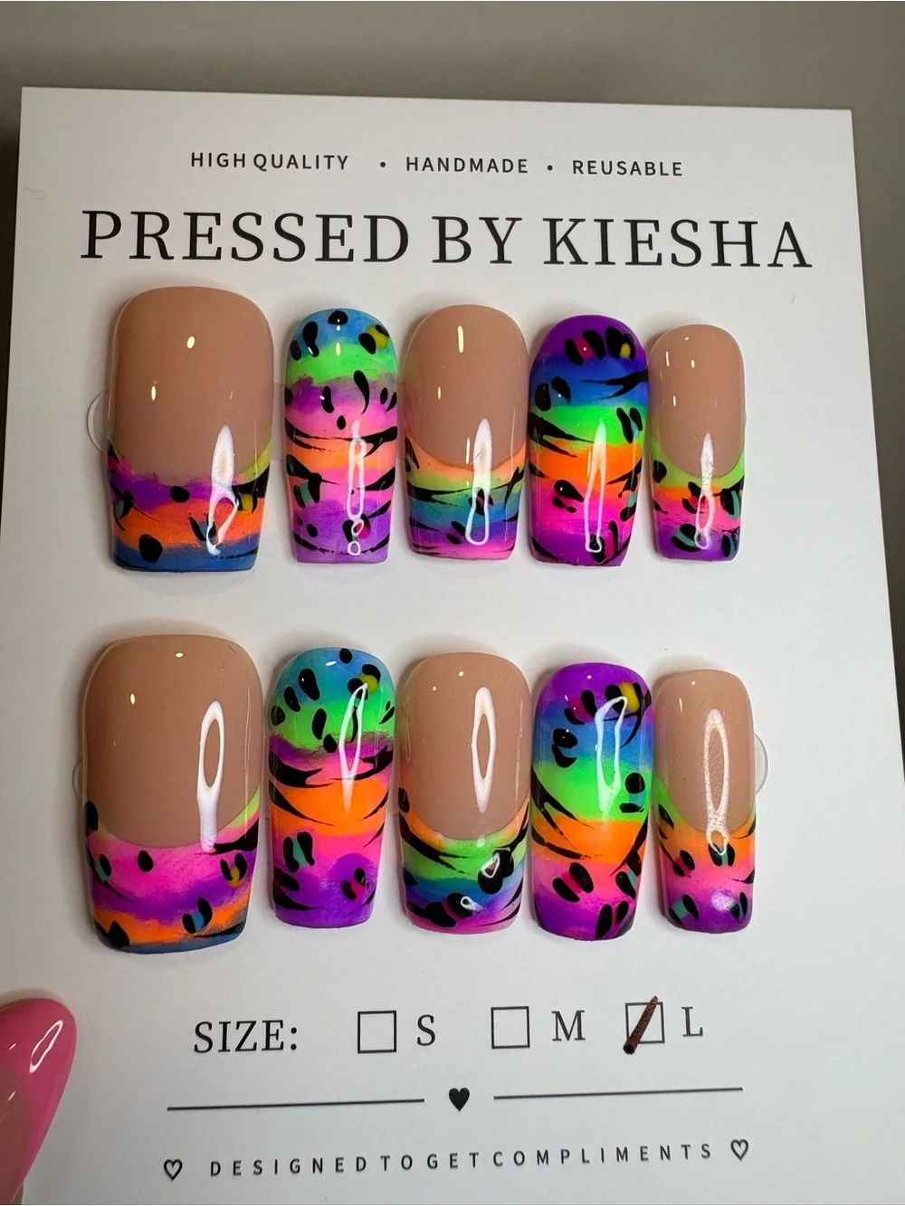 Multicolor Rainbow Leopard Press-On Nails